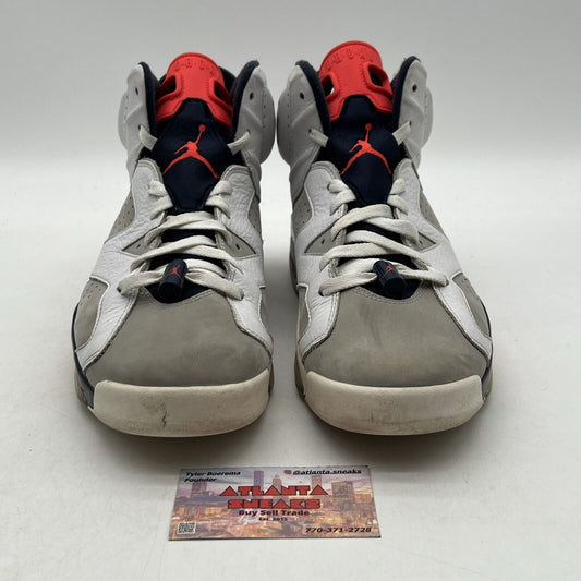 Size 12 - Air Jordan 6 Retro Tinker White Navy Orange Leather (384664-104)
