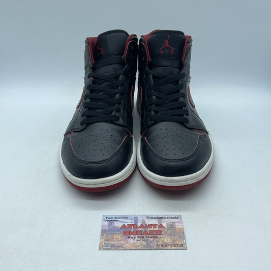 Size 10 - Air Jordan 1 Mid Black Red White Leather (554724-028)