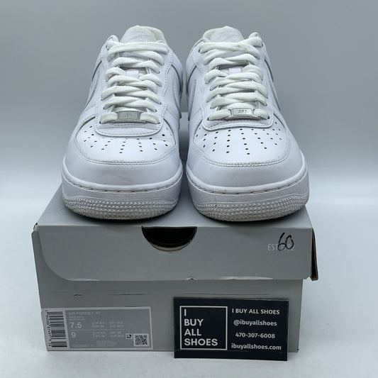 Size 7.5 - Nike Air Force 1 '07 Low Triple White Leather (CW2288-111)