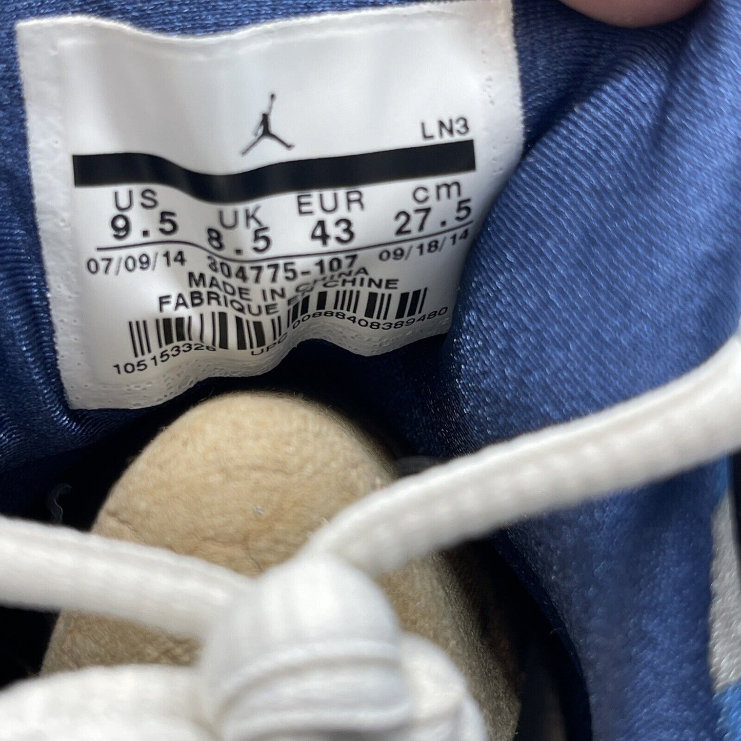 Size 9.5 - Air Jordan 7 Retro 2015 French Blue White Black Grey (304775-107)