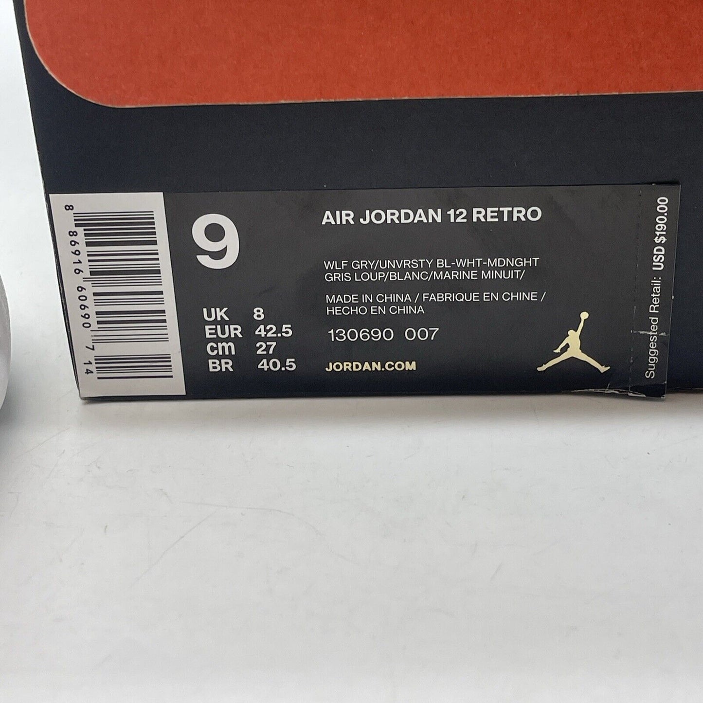 Size 9 - Air Jordan 12 Retro Grey University Blue Suede Leather (130690-007)