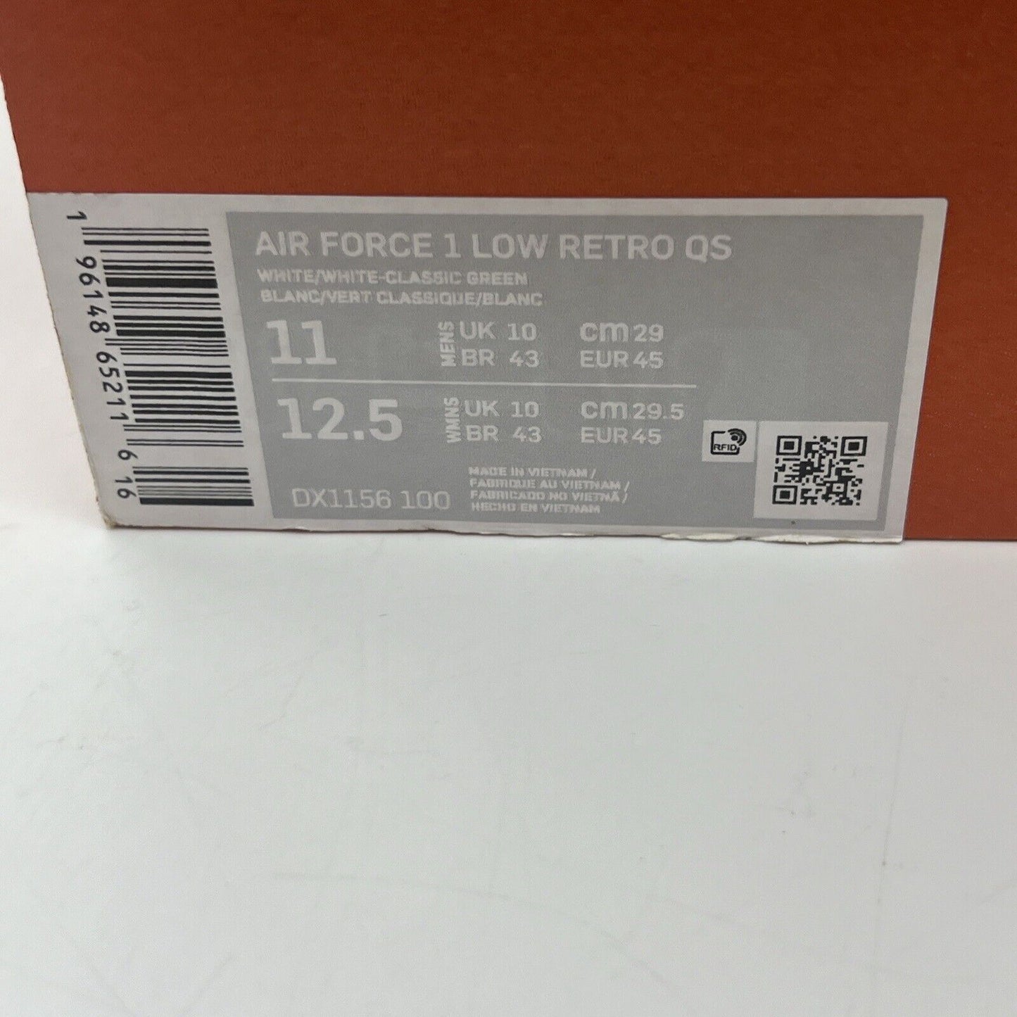 NIKE AIR FORCE 1 LOW SIZE 11 WEST INDIES WHITE CLASSIC GREEN DX1156 100 New