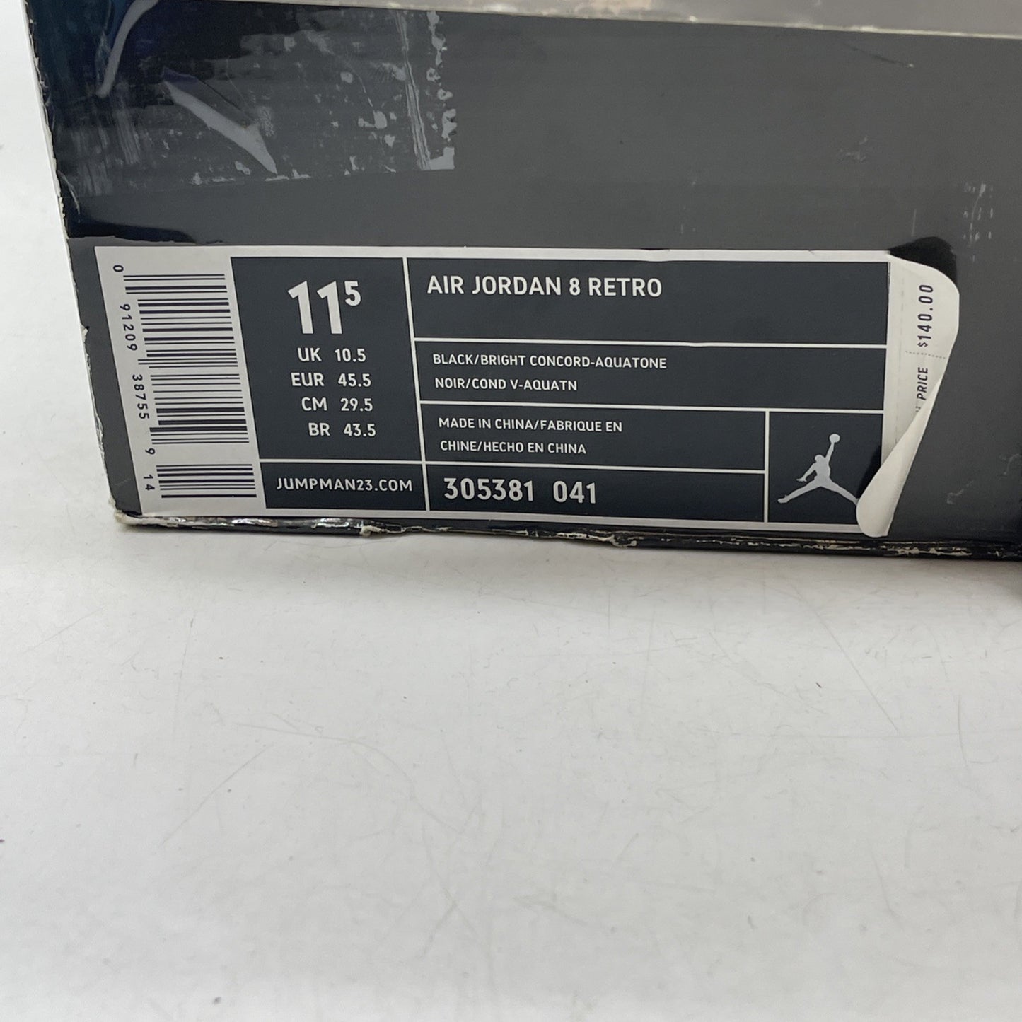 Size 11.5 - Air Jordan 8 Retro 2007 Aqua (305381-041)
