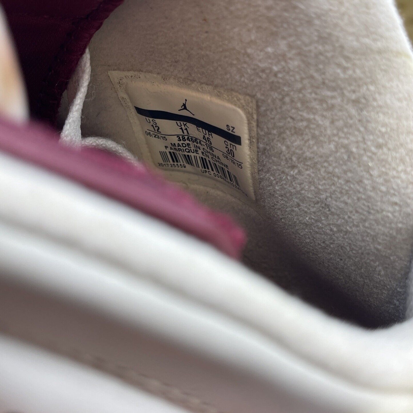 Size 12 - Air Jordan 6 Retro 2015 Maroon White Leather Suede (384664-116)