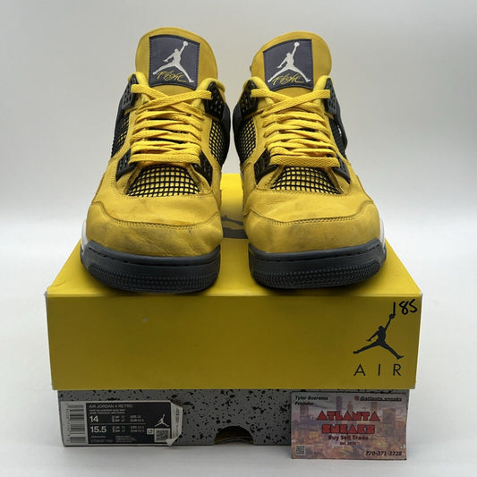 Size 14 - Jordan 4 Retro Mid Lightning White Grey Suede Yellow (CT8527-700)