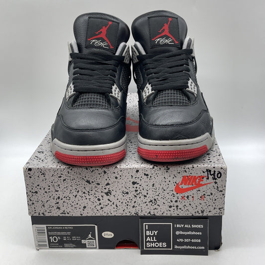 Size 10.5 - Air Jordan 4 Retro Bred Reimagined Black Leather (FV5029-006)
