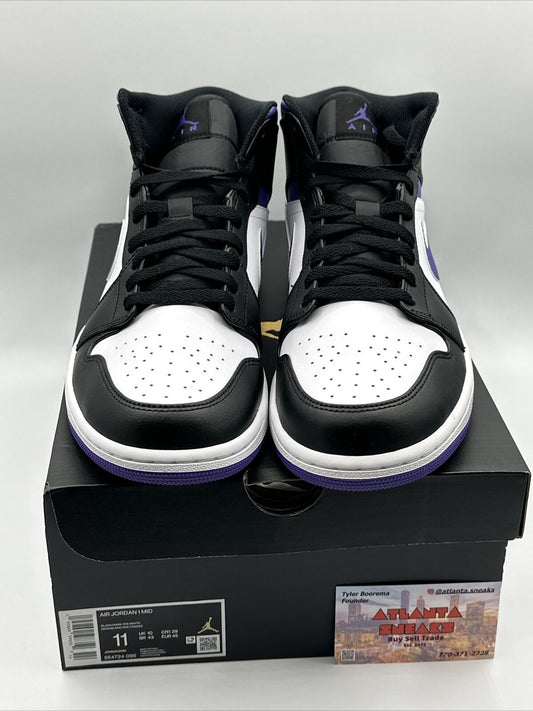 New Nike Air Jordan 1 Mid Court Purple Black White Men's Size 11 554724-095