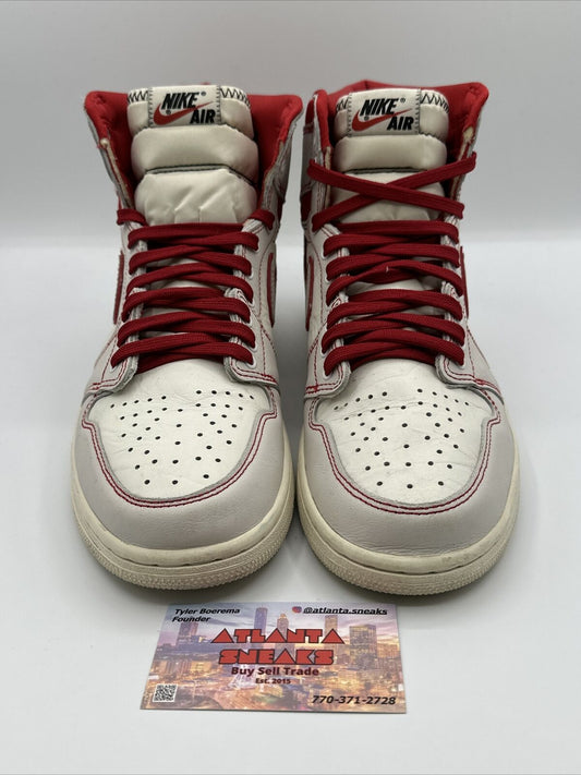 Size 10 - Jordan 1 Retro High OG Phantom 2019 White Cream Red Cracked Leather
