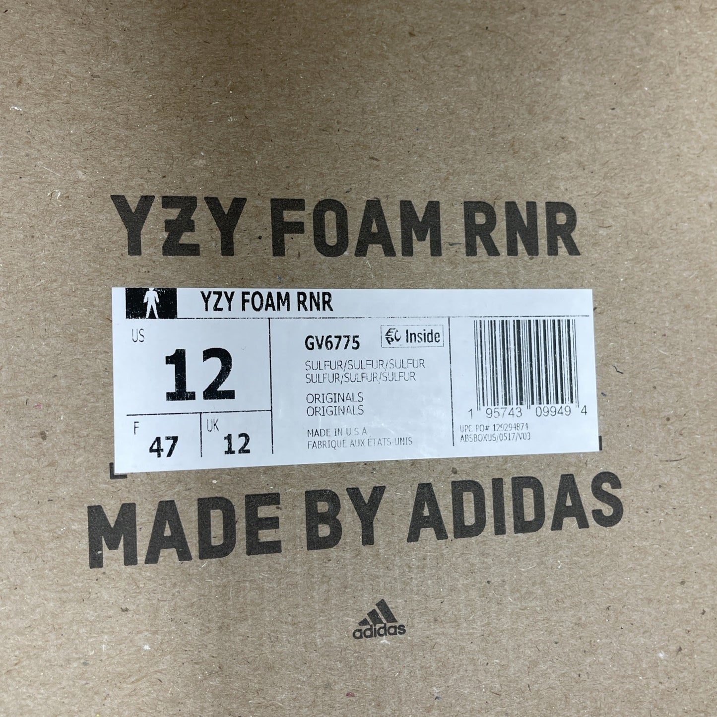Size 12 - Adidas Yeezy Foam Runner Sulfur 2022 Yellow (GV6775)