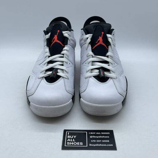 Size 9.5 - Air Jordan 6 Low White Infrared Black Leather (304401-123)