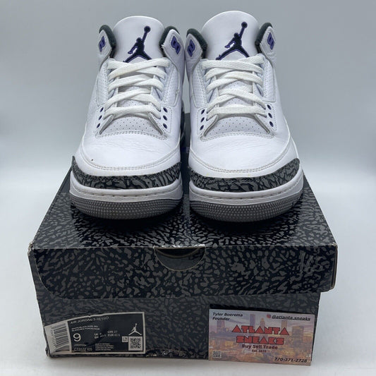 Size 9 - Jordan 3 Retro Mid Dark Iris Purple White Grey (CT8532-105)