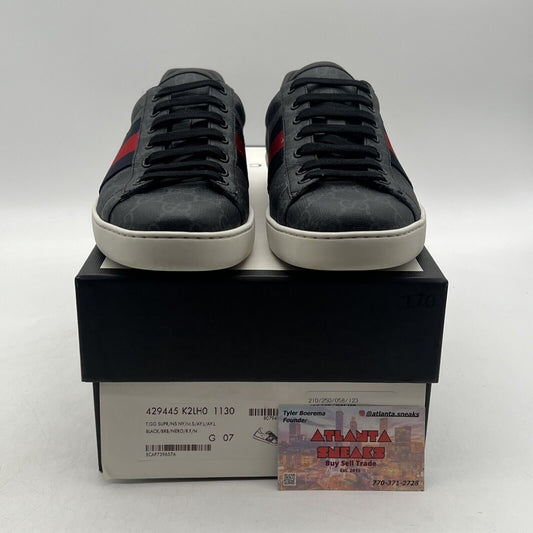 Size 7.5 - Gucci Ace GG Supreme Black Grey Red Blue Leather