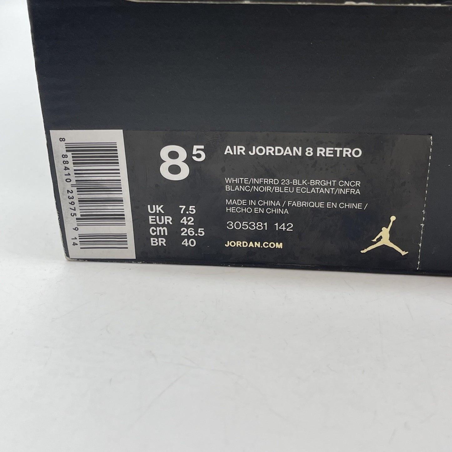 Size 8.5 - Air Jordan 8 Three-Peat White Leather (305381-142)