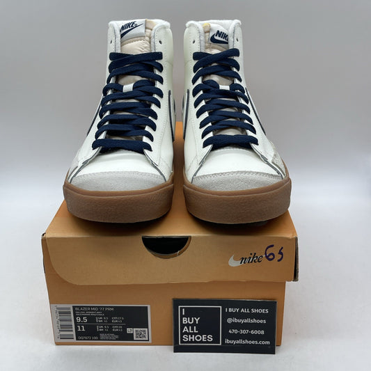 Size 9.5 - Nike Blazer '77 Premium Mid Sail Navy Gum (DQ7672-100)