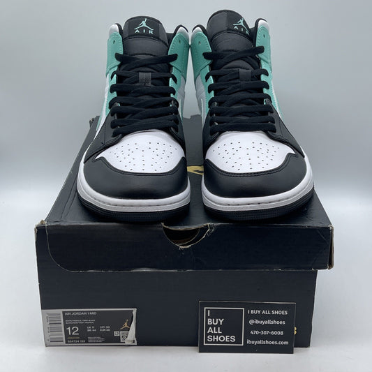 Size 12 - Air Jordan 1 Mid Tropical Twist Blue Black Leather (554724-132)