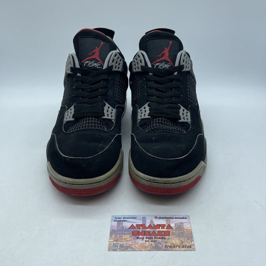 Size 10 - Jordan 4 Retro OG Mid Bred Black Red Grey Suede Leather (308497-060)