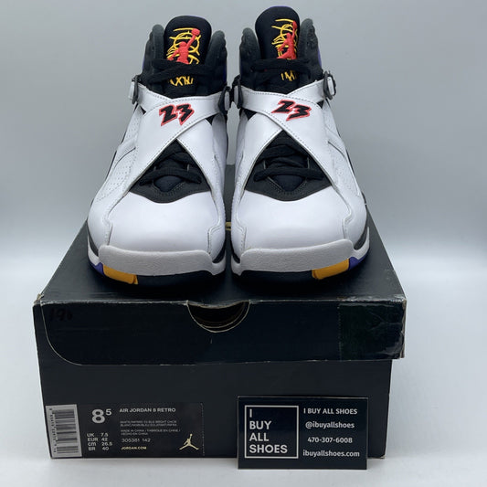 Size 8.5 - Air Jordan 8 Three-Peat White Leather (305381-142)