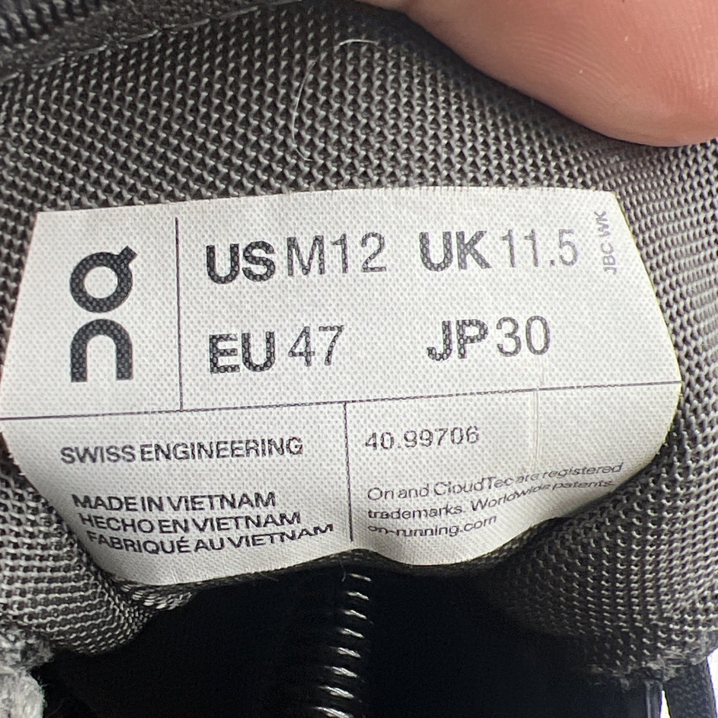 Size 12 - On Cloud X Black Running Shoes
