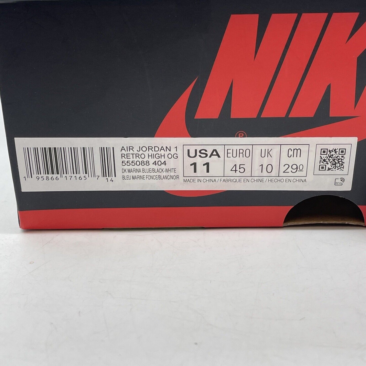Size 11 - Jordan 1 Retro OG High Dark Marina Blue White Black (555088-404)
