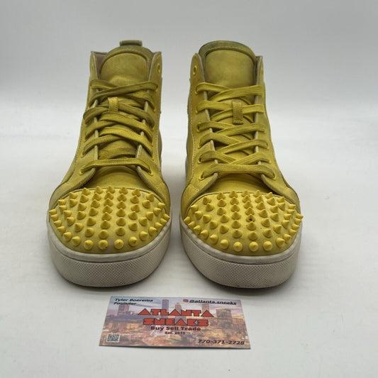 Size 10 - Christian Louboutin High Top Sneakers Studded Yellow