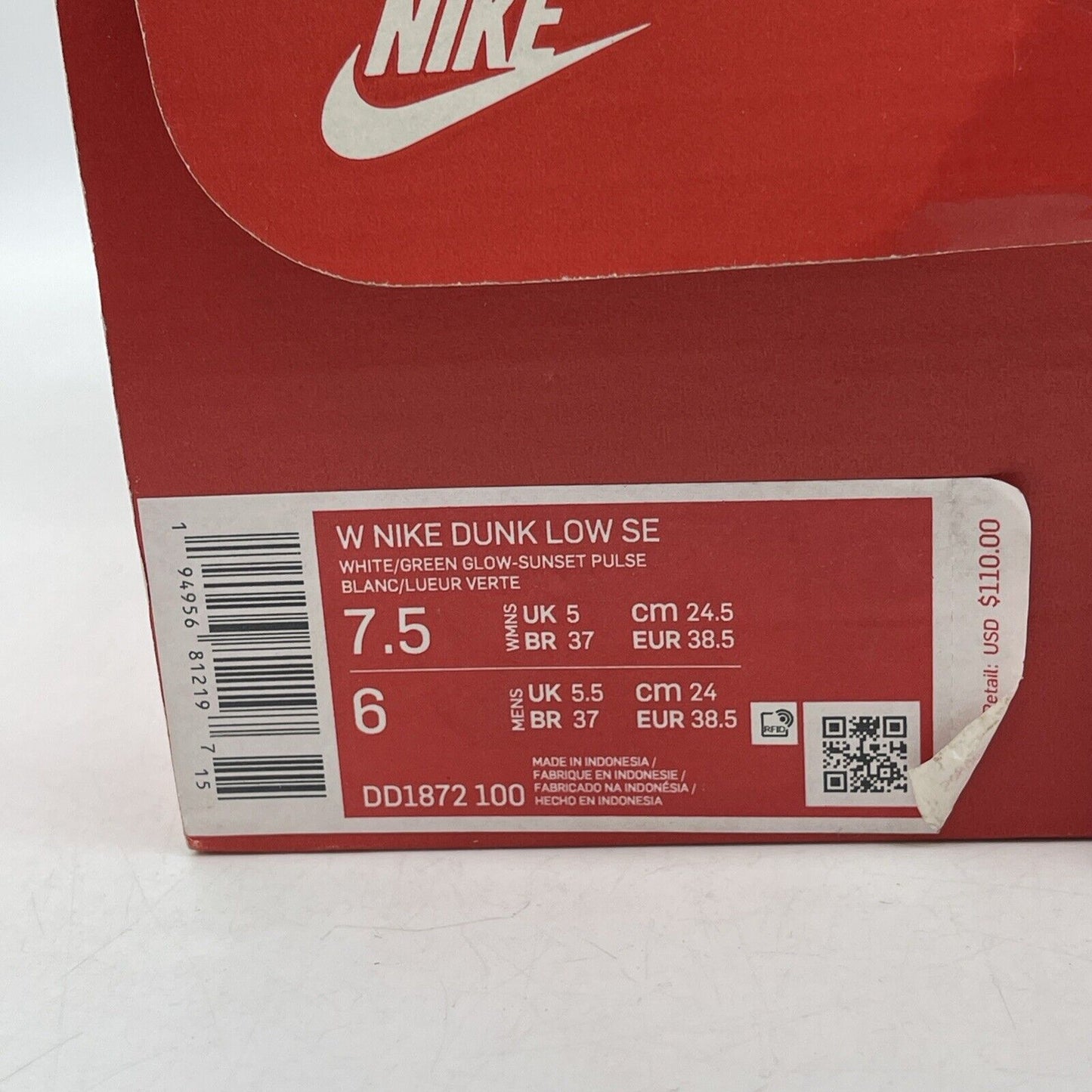 Size 7.5W - Nike Dunk Low Candy White Purple Blue Yellow Leather (DD1872-100)