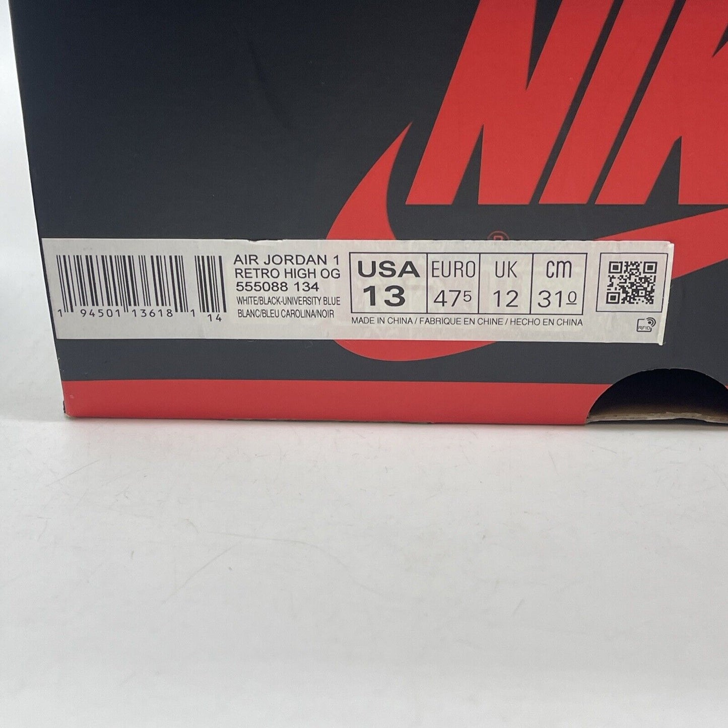 Size 13 - Jordan 1 Retro OG High University Blue White Black Leather (555088-134