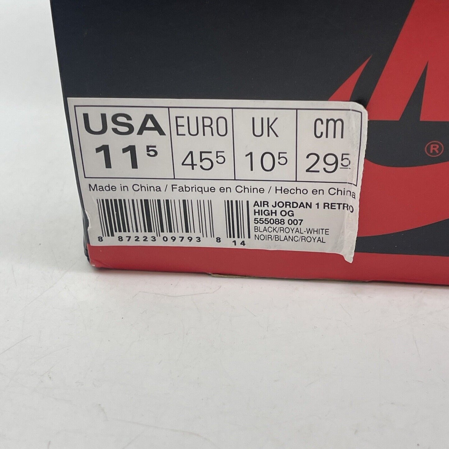 Size 11.5 - Jordan 1 Retro OG High Royal Blue Black White Leather (555088-007)