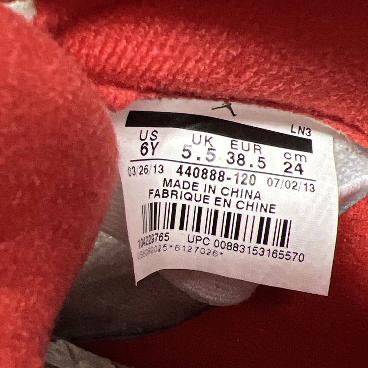 Size 6 - Air Jordan 5 Retro 2013 Fire Red Leather Icey (440888-120)