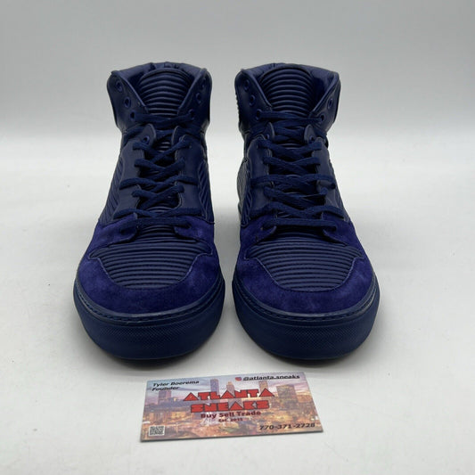 Size 7 - BALENCIAGA 300067 / High Cut Sneakers Blue Leather / Suede