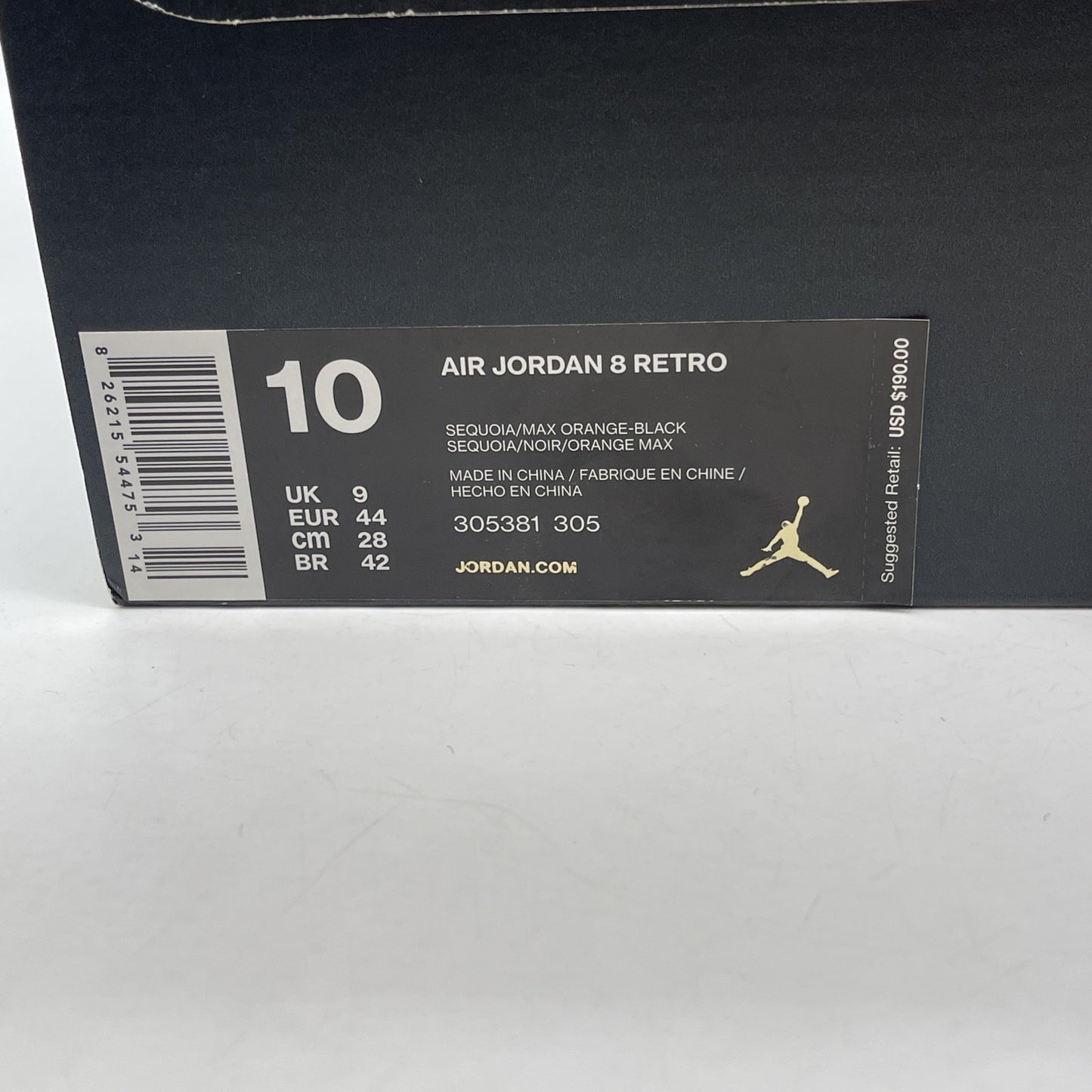 Size 10 - Air Jordan 8 Retro Take Flight Green Black Suede (305381-305)