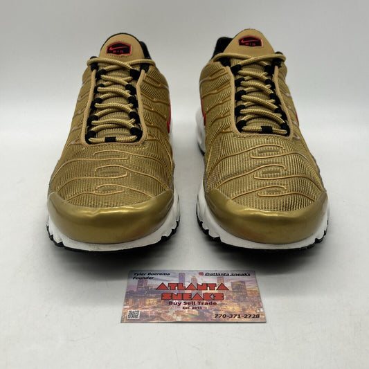 Size 12 - Nike Air Max Plus QS Metallic Gold White Gold Red (903827-700)