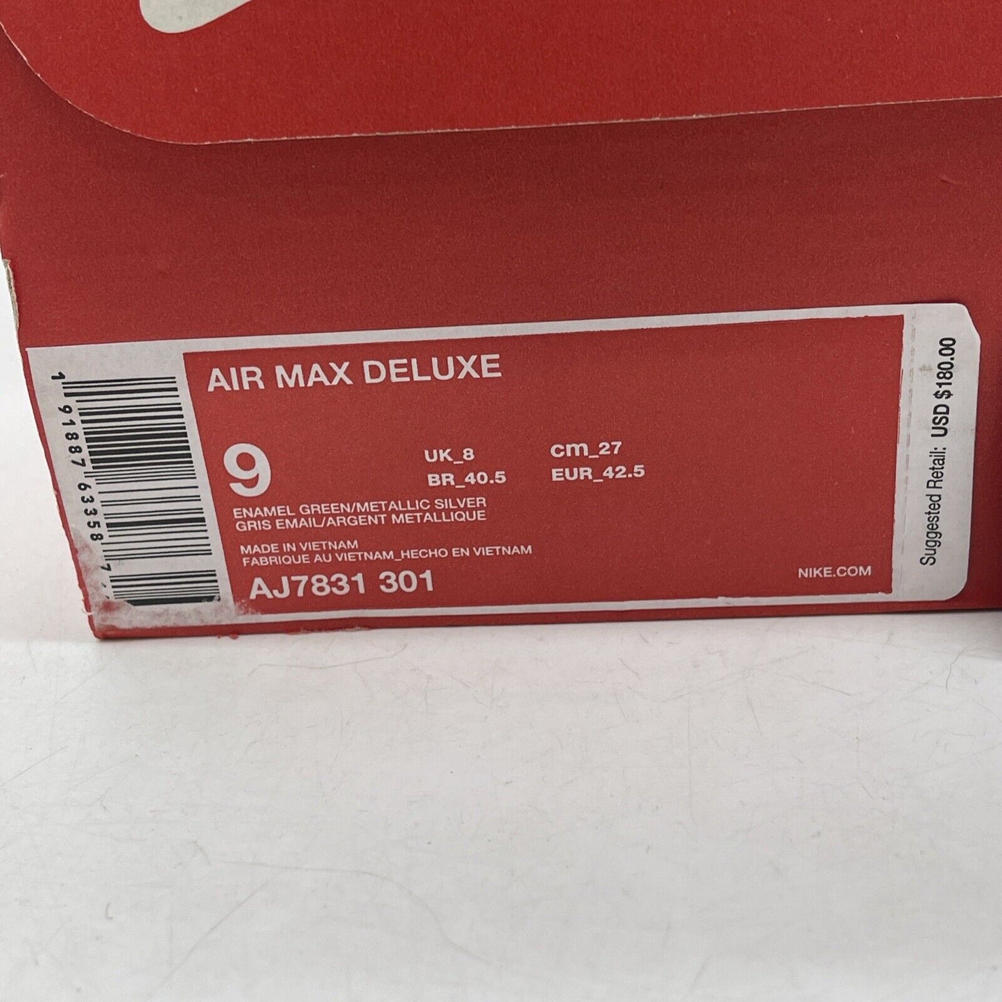 Size 9 - Nike Air Max Deluxe Enamel Green White Purple Suede Leather AJ7831-301