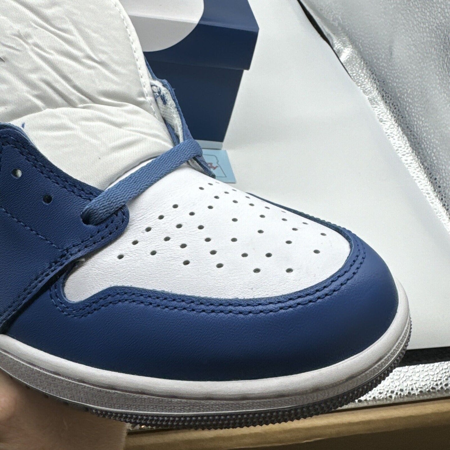 Size 12 - Jordan 1 Retro OG High True Blue Grey Deep Navy Suede Leather White DS