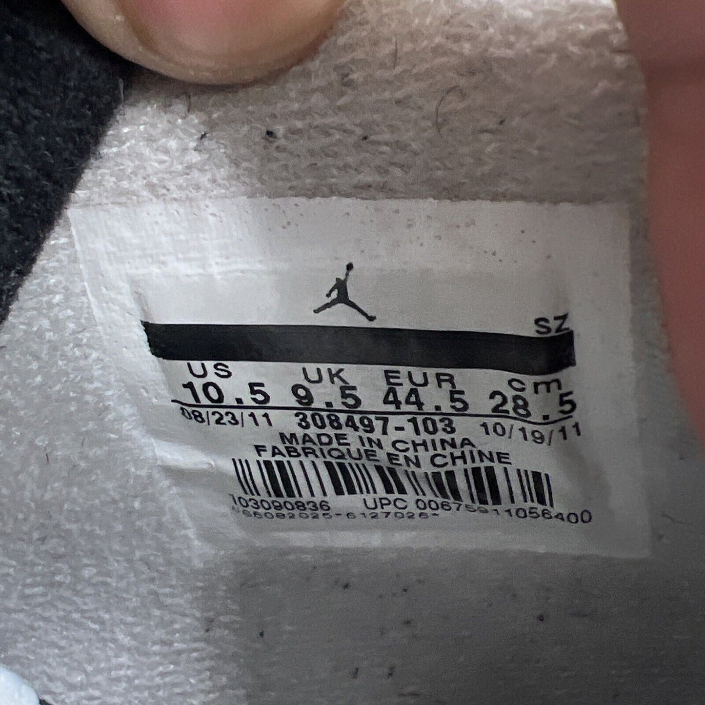 Size 10.5 - Jordan 4 Retro Cement 2012 White Black Grey Leather (308497-103)