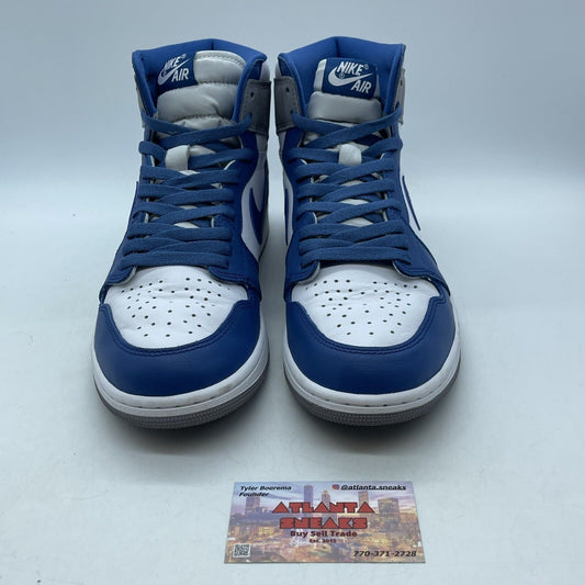 Size 10 - Jordan 1 Retro OG High True Blue White Leather Grey Suede (DZ5485-410)