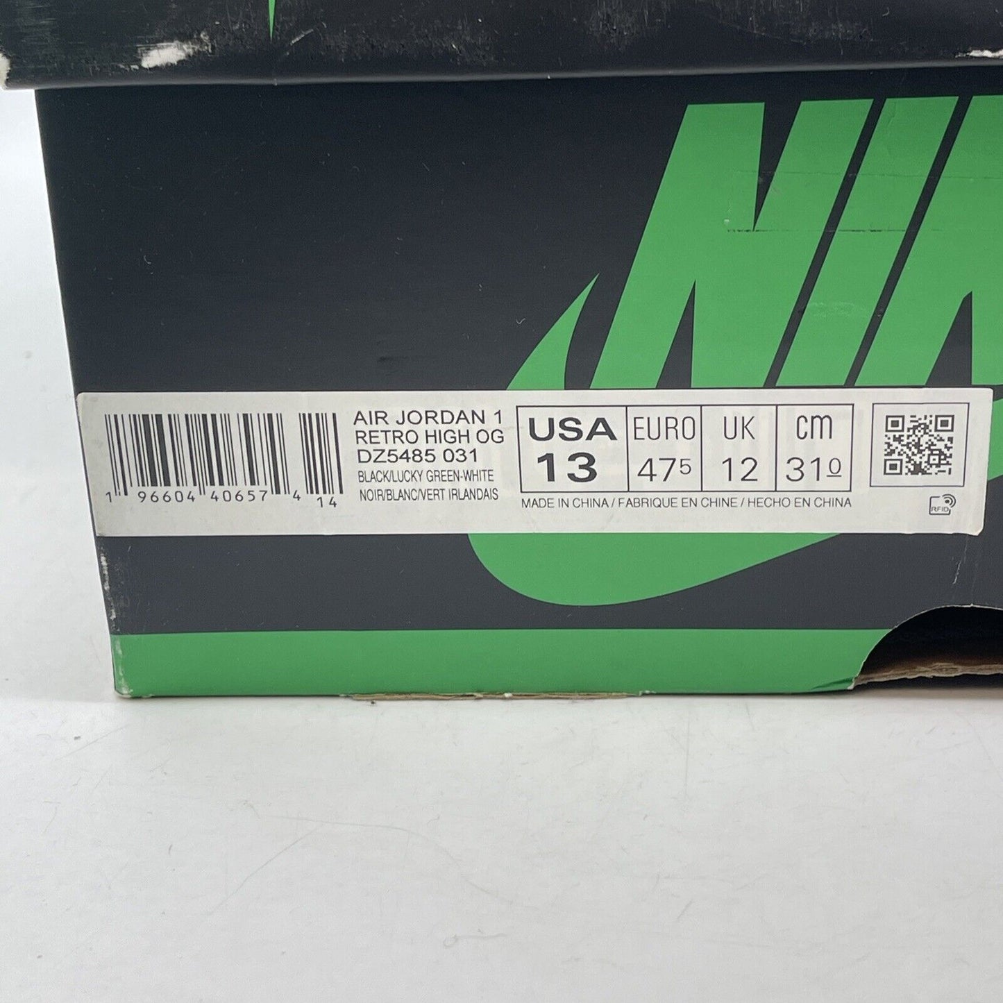 Size 13 - Air Jordan 1 Retro OG High Lucky Green White Black Leather (DZ5485-031