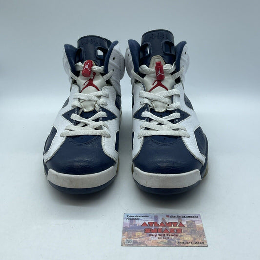 Size 9.5 - Air Jordan 6 Retro 2012 Olympic White Blue Leather (384664-130)