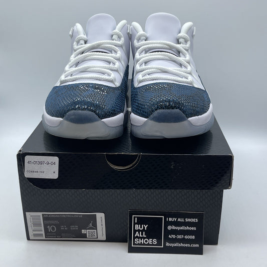 Size 10 - Jordan 11 Retro Low Snakeskin Blue Suede Leather (CD6846-102)