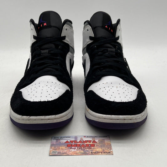 Size 13 - Air Jordan 1 SE Mid Varsity Purple Black White Suede (852542-105)