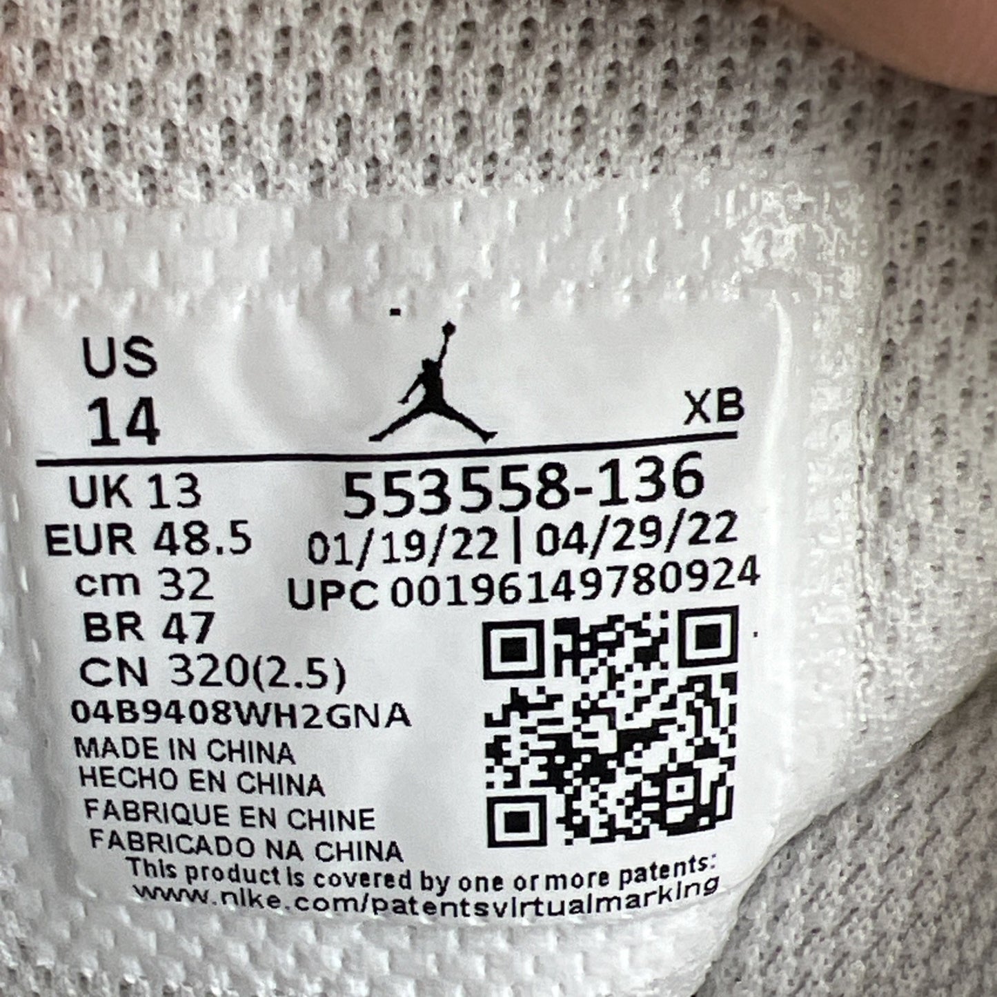 Size 14 - Air Jordan 1 Low White (553558-136)