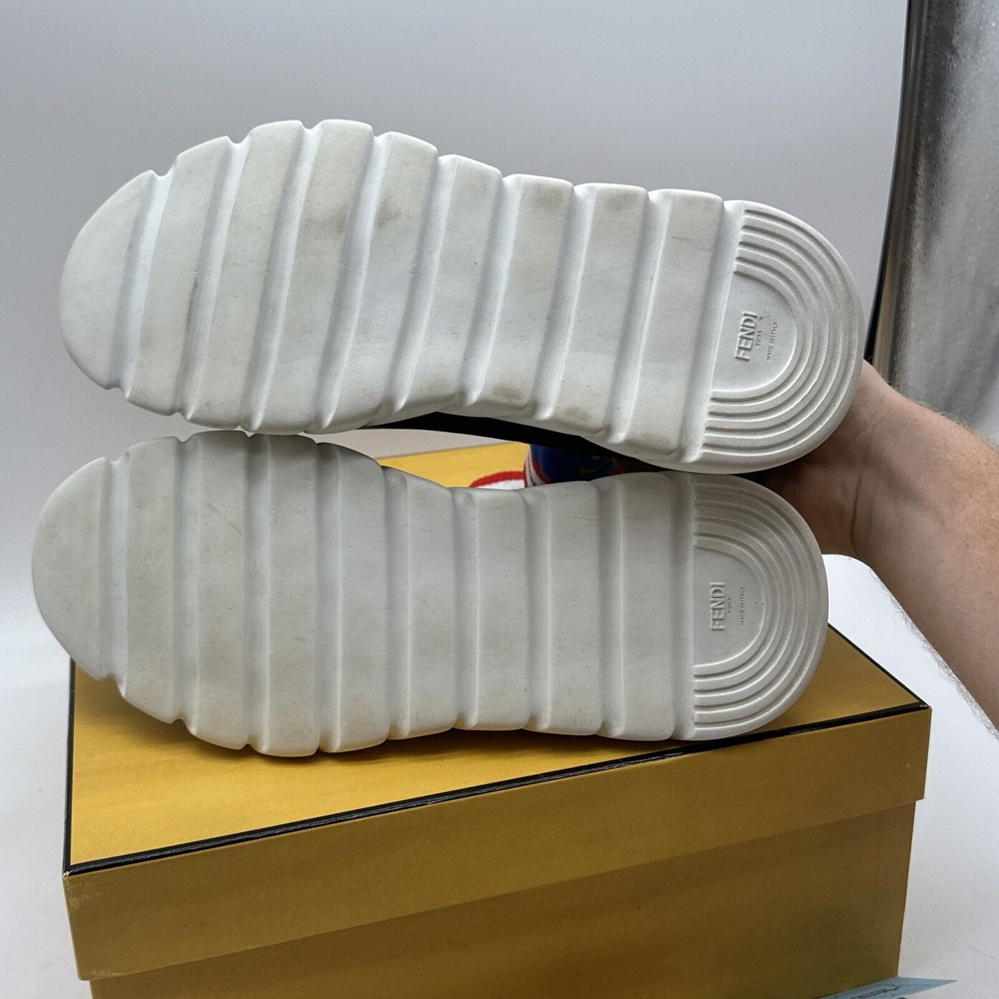 Size 9 - Fendi FF Blue - 11OPF20191311 With Box Yellow Red Under Retail W
