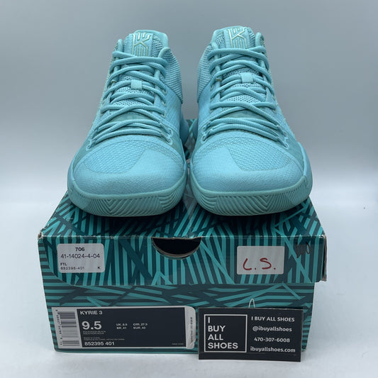 Size 9.5 - Nike Kyrie 3 Tiffany Blue Suede Leather (852395-401)