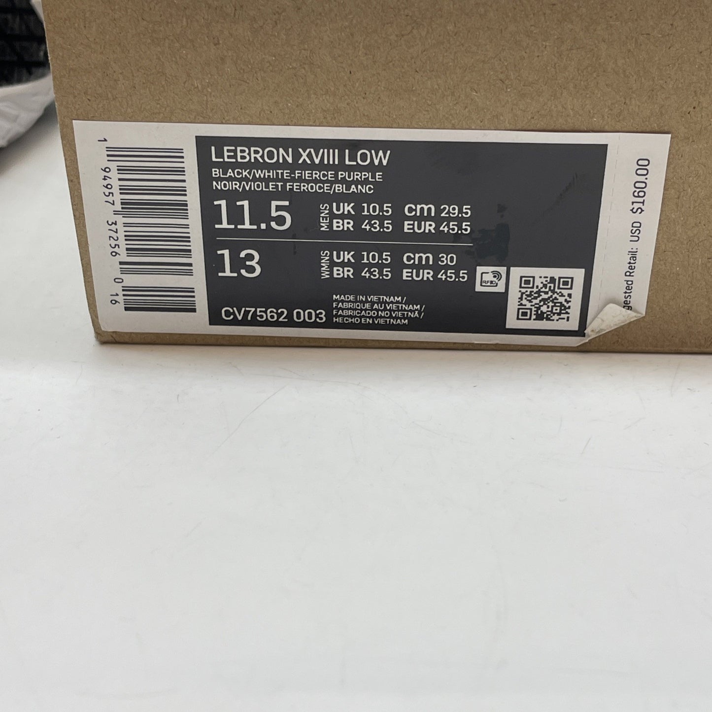 Size 11.5 - Nike LeBron 18 Low ACG Terra Purple Suede Leather (CV7562-003)