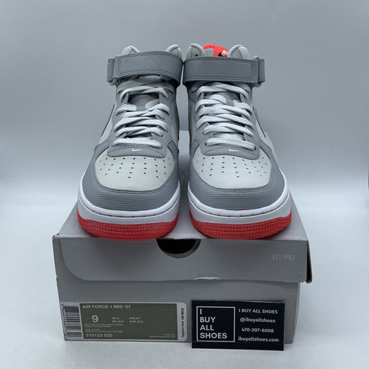 Size 9 - Nike Air Force 1 '07 Mid Pure Platinum Crimson (315123-030)