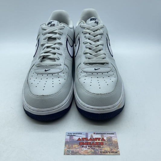 Size 12 - Nike Air Force 1 Low Embroidered Swoosh Photon Dust Navy (FJ4211002)