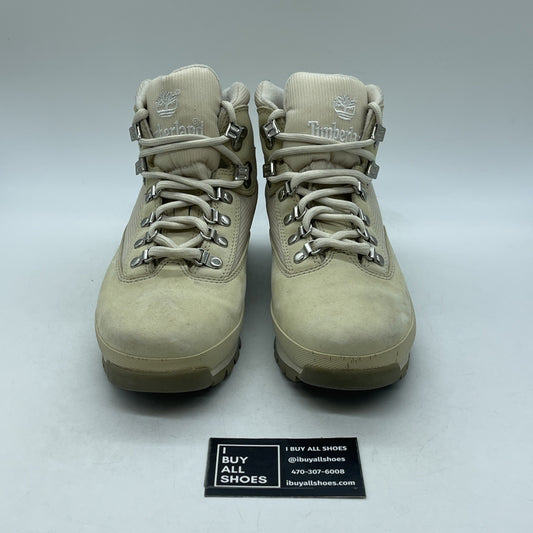 Size 10 - Timberland Euro Hiker Leather Suede Mid Hiking Boots Cream Beige