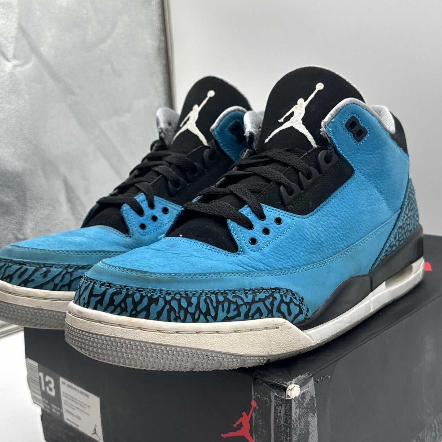 Size 13 - Jordan 3 Retro Powder Blue 2014 Black White Suede Cookie Monster Vibes