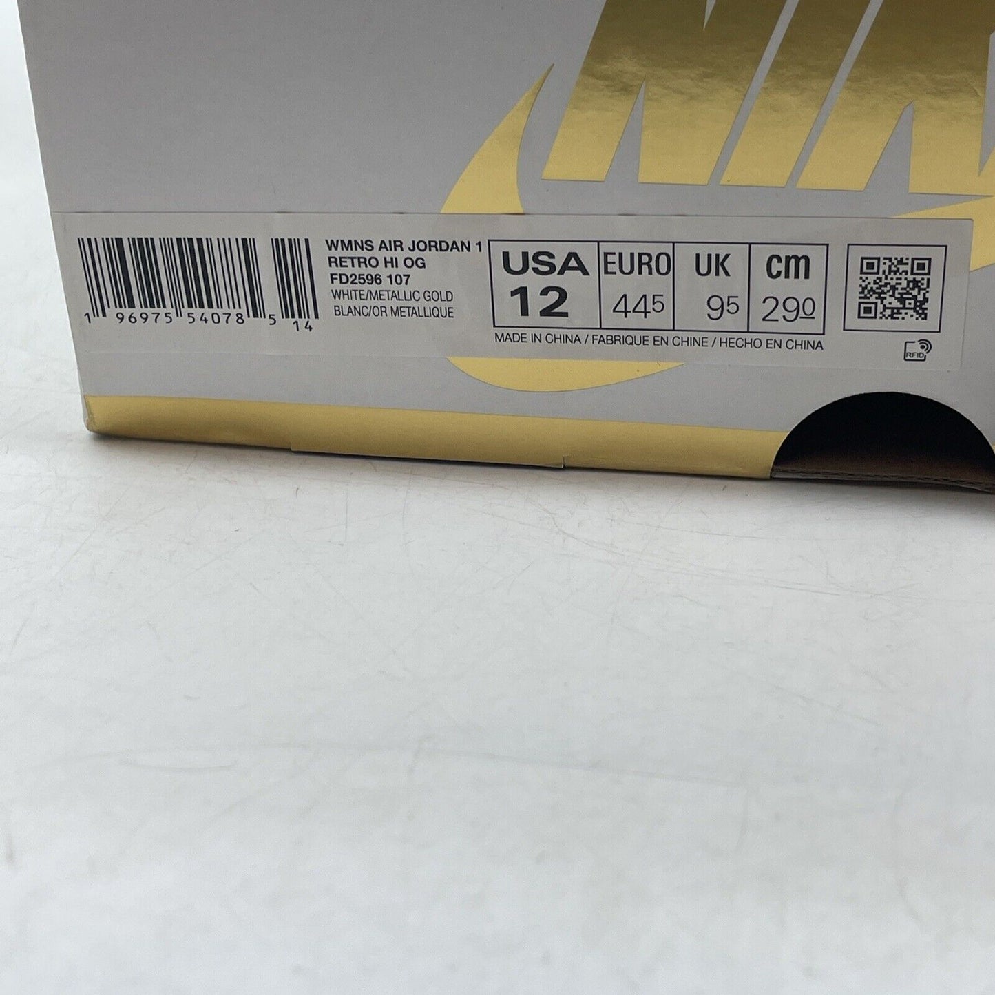 Size 12W - Air Jordan 1 Retro OG High Metallic Gold W White (FD2596-107)