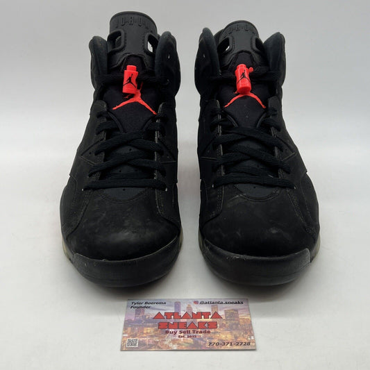 Size 9 - Jordan 6 Retro Infrared Black 2014 Black Suede (384664-023)