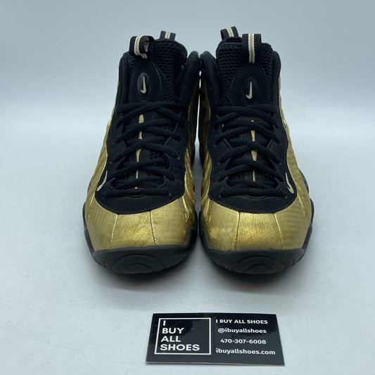 Size 7Y - Nike Foamposite Pro GS “Metallic Gold” White Black (644792-701 )